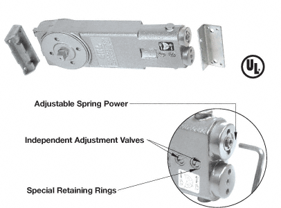 CRL 90 Degree No Hold Open Adjustable Spring Power Overhead Concealed Door Closer - Body Only | CRL6762 | CRL6762