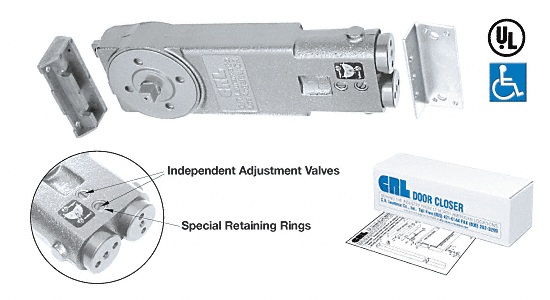 C.R. Laurence CRL A.D.A. 5 Lb. Interior 90&amp;#186; Hold-Open Overhead Concealed Door Closer Body Only | CRL6860