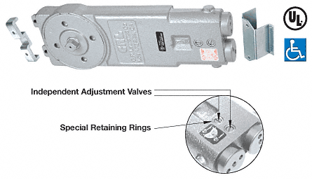 CRL Diamond Style Spindle A.D.A. 8.5 Lb. Exterior 105&amp;#186; No Hold-Open Retrofit Overhead Concealed Door Closer - Body Only | CRL7672  | CRL7672