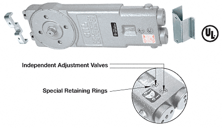 CRL Diamond Style Spindle Medium Duty 105&amp;#186; No Hold-Open Retrofit Overhead Concealed Door Closer - Body Only | CRL7772 | CRL7772