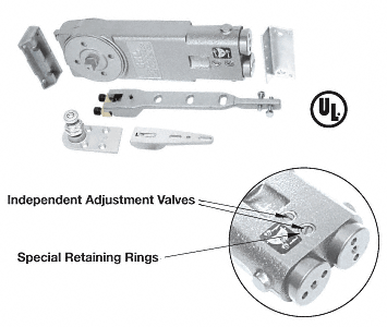 C.R. Laurence CRL Medium Duty 105&amp;#186; No Hold-Open Overhead Concealed Door Closer With &quot;A&quot; End-Load Hardware Package | CRL8172A