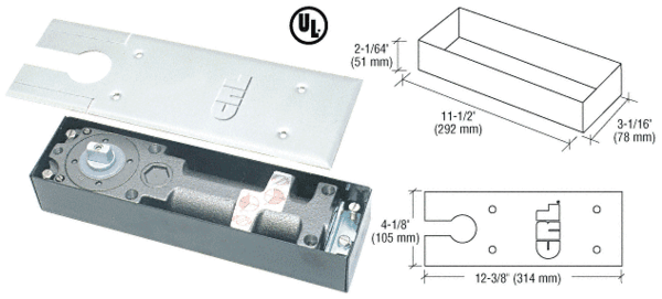 C.R. Laurence CRL 8400 Series Light Spring 180 Degree No Hold Open Narrow Width Floor Mounted Closer | CRL8422