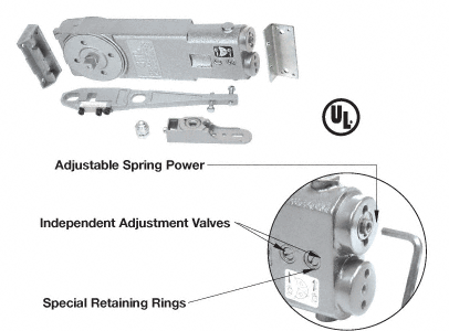 CRL 90 Degree No Hold Open Adjustable Spring Power Overhead Concealed Door Closer - &quot;GE&quot; Package | CRL8762GE | CRL8762GE