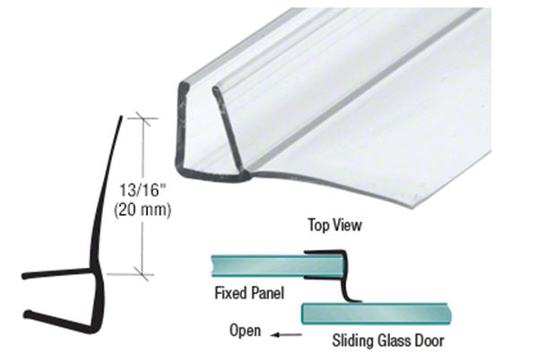 CRL Shower Door Polycarbonate with 90 degree 13/16&quot; Long Vinyl Fin Seal for 1/2&quot; Glass - 95&quot; Long | PC1200