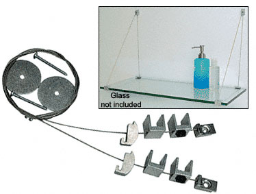 C.R. Laurence CRL Aluminum Finish Cable Shelf Bracket System for 3/8&quot; to 1/2&quot; Shelves | CSB5