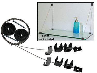 C.R. Laurence CRL Black Finish Cable Shelf Bracket System for 5/8&quot;-3/4&quot; Shelves | CSB75B