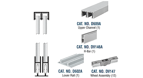 C.R. Laurence CRL Satin Anodized Continental Style Security Showcase Sliding Track Assembly - 12 ft Long | CTA00A