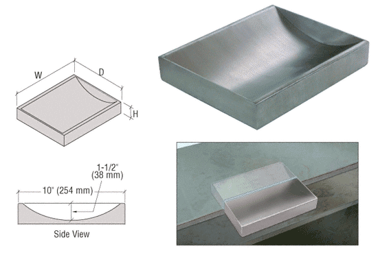 C.R. Laurence CRL Standard 16&quot; Wide X 10&quot; Deep X 2&quot; High Brushed Stainless Counter Top Deal Tray  | CTC16