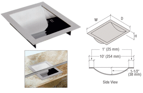 C.R. Laurence CRL Standard 8&quot; Wide x 10&quot; Deep x 1-9/16&quot; High Polished Stainless Finish Drop-In Deal Tray | CTD08
