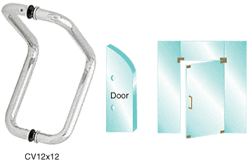 C.R. Laurence CRL Polished Stainless 12&quot; Glass Mounted Back-to-Back Elbow Style Pull Handle | CV12X12PS