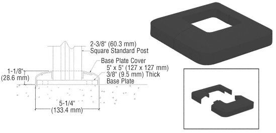C.R. Laurence CRL Matte Black Base Plate Cover | CVR5BL