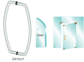 C.R. Laurence CRL Brushed Stainless 17&quot; Glass Mounted Back-to-Back Curved Pull Handle | CX17X17BS