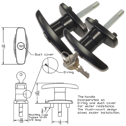 Truck Cap Locking T-Handle | Truck Topper T-Handle | Camper Shell T Handle Lock | TC323T2