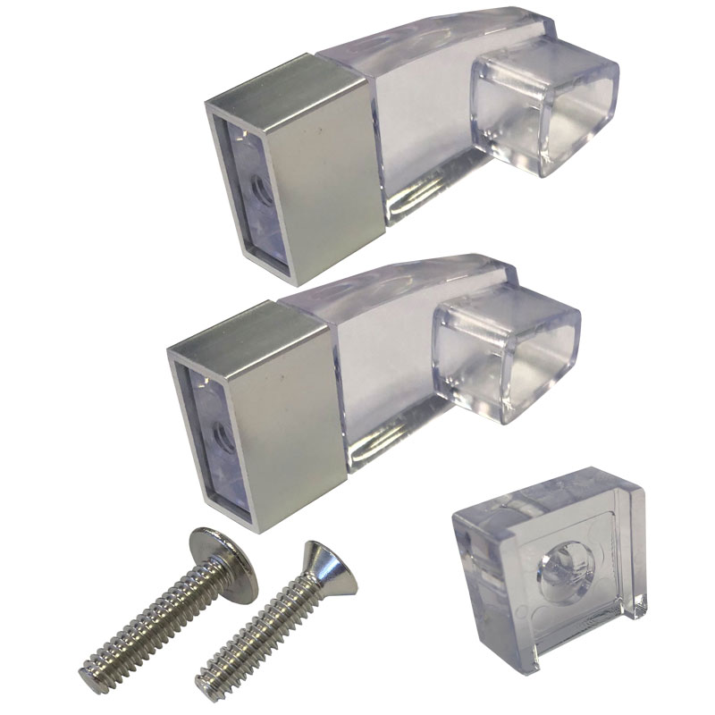 Clear Acrylic Towel Bar Brackets with Bright Chrome Sleeve and Clear Acrylic Finger Pull - Kit | SPABKITSC