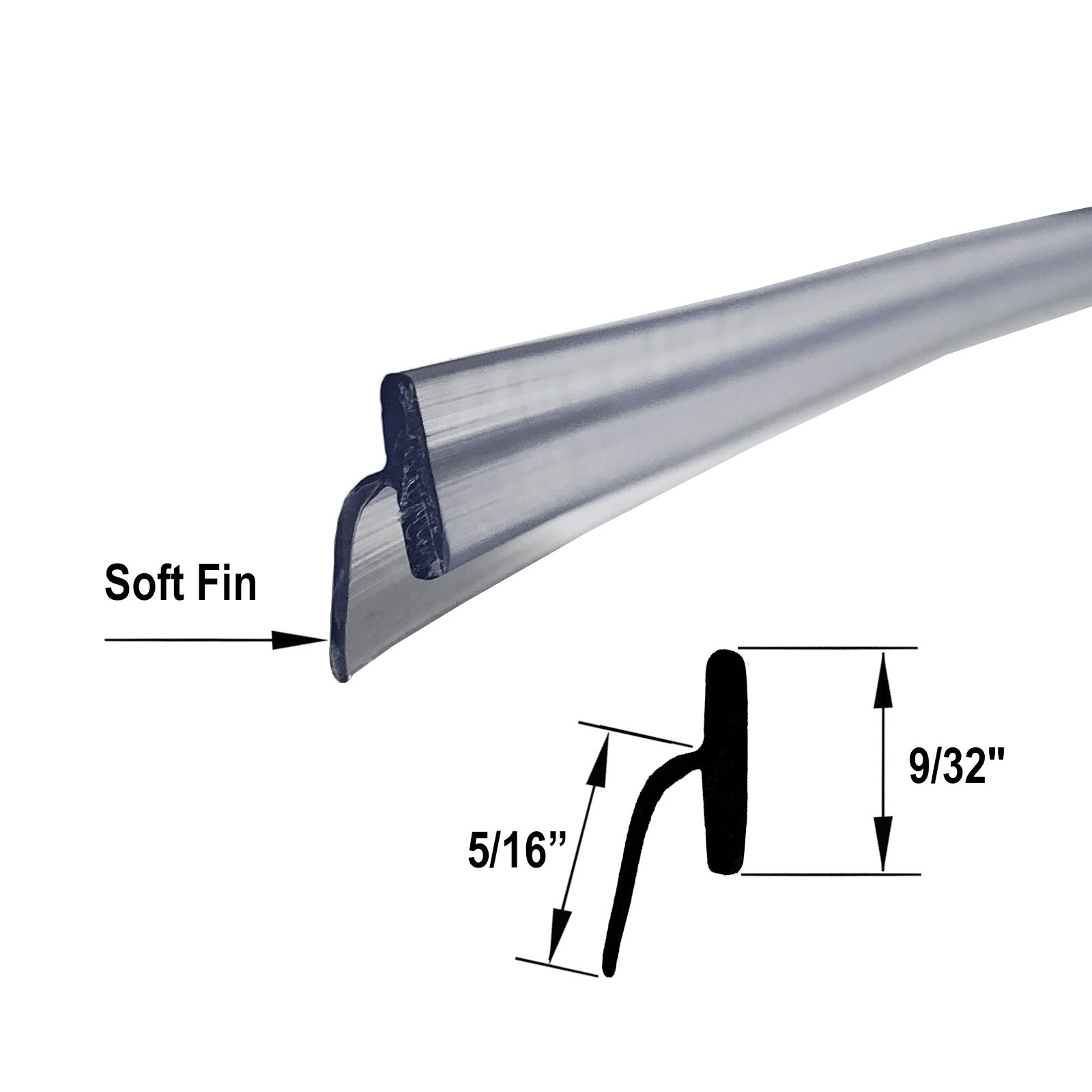 Gordon Glass™ Angled Clear Vinyl &quot;T&quot; Wipe for Inswing and Outswing Shower Doors - 36-in long | VS8336