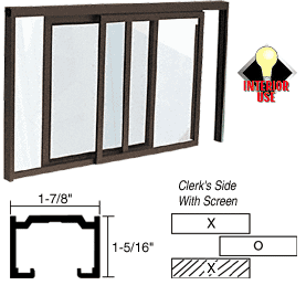 C.R. Laurence CRL Duranodic Bronze Horizontal Sliding Florence Model Pass-Thru Assembly with D7 Overhead Track with Screen | D1018DU