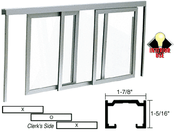 C.R. Laurence CRL Satin Anodized Horizontal Sliding Arlene Model Pass-Thru Assembly With D7 Overhead Track No Screen | D1022A