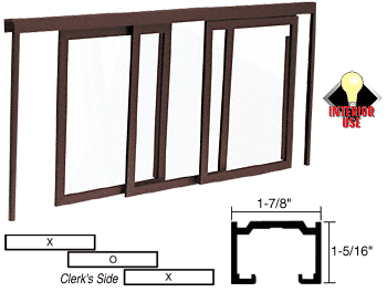 C.R. Laurence CRL Duranodic Bronze Horizontal Sliding Arlene Model Pass-Thru Assembly With D7 Overhead Track No Screen | D1022DU