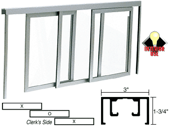 C.R. Laurence CRL Satin Anodized Horizontal Sliding Arlene Model Pass-Thru Assembly With D1670 Overhead Track No Screen | D1023A