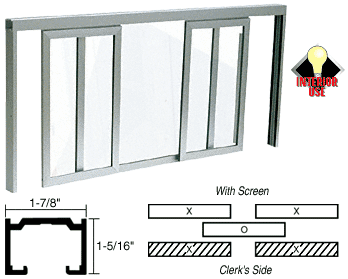 C.R. Laurence CRL Satin Anodized Horizontal Sliding Fawn Model Pass-Thru Assembly with D7 OverHead Track with Screen | D1025A