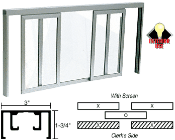 C.R. Laurence CRL Satin Anodized Horizontal Sliding Fawn Model Pass-Thru Assembly with D1670 OverHead Track and Screen | D1026A
