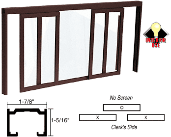 C.R. Laurence CRL Duranodic Bronze Horizontal Sliding Fawn Model Pass-Thru Assembly With D7 Overhead Track No Screen | D1027DU