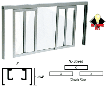 C.R. Laurence CRL Satin Anodized Horizontal Sliding Fawn Model Pass-Thru Assembly With D1670 Overhead Track No Screen | D1028A