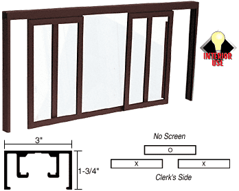 C.R. Laurence CRL Duranodic Bronze Horizontal Sliding Fawn Model Pass-Thru Assembly With D1670 Overhead Track No Screen | D1028DU