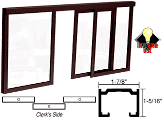 C.R. Laurence CRL Duranodic Bronze Horizontal Sliding Barbara Model Pass-Thru Assembly With D7 Overhead Track | D1029DU