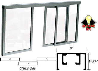 C.R. Laurence CRL Satin Anodized Horizontal Sliding Barbara Model Pass-Thru Assembly With D1670 Overhead Track | D1030A