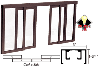C.R. Laurence CRL Duranodic Bronze Horizontal Sliding Diane Model Pass-Thru Assembly With D1670 Overhead Track | D1032DU