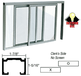 C.R. Laurence CRL Satin Anodized Horizontal Sliding Florence Model Pass-Thru Assembly With D7 Overhead Track Without Screen | D1038A