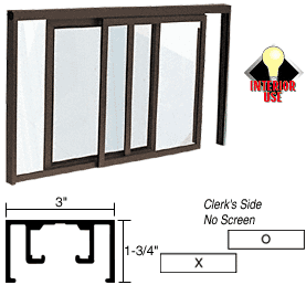 C.R. Laurence CRL Duranodic Bronze Horizontal Sliding Florence Model Pass-Thru Assembly with D1670 Overhead Track Without Screen | D1039DU