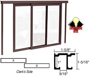 C.R. Laurence CRL Duranodic Bronze Horizontal Sliding Daisy Model Pass-Thru Assembly With D4 Overhead Track Without Jambs | D1042DU