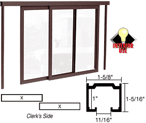 C.R. Laurence CRL Duranodic Bronze Horizontal Sliding Daisy Model Pass-Thru Assembly With D6 Overhead Track Without Jambs | D1043DU