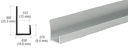 C.R. Laurence CRL Satin Anodized Aluminum 1/2&quot; &quot;J&quot; Channel - 12 ft long | D12A
