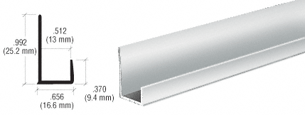 C.R. Laurence CRL Brite Anodized Aluminum 1/2&quot;  &quot;J&quot; Channel - 12 ft long | D12BA