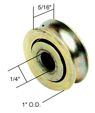 C.R. Laurence Sliding Glass Patio Door Replacement Roller, 1&quot; Diameter Steel Ball Bearing. 5/16&quot; Wide - Package | D1500