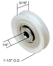 C.R. Laurence 1-1/2&quot; Diameter Nylon Ball Bearing Replacement Roller 5/16&quot; Wide - Package | D1506