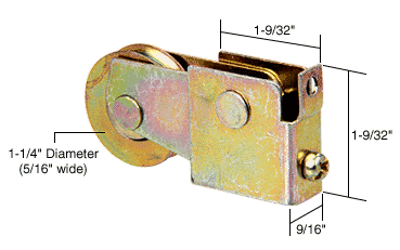 C.R. Laurence CRL Sliding Glass Door Roller with 1-1/4&quot; Steel Wheel 9/16&quot; Wide Housing for Sun Valley - Fullview - Glasco Doors | D1509