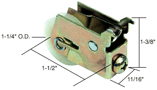 C.R. Laurence Sliding Glass Patio Door Roller for Premier Doors, 1-1/4&quot; Nylon Wheel, 11/16&quot; Wide Housing | D1522