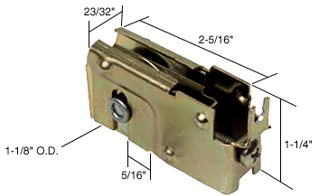 C.R. Laurence CRL Sliding Glass Door Roller with 1-1/8&quot; Steel Wheel 23/32&quot; Wide Housing for Solar Ind. Doors | D1527