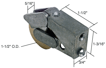 C.R. Laurence CRL Sliding Glass Patio Door Roller for Fleetwood &amp; Fullview Doors, 1-1/2 Steel Wheel, 3/4&quot; Wide Housing  | D1533
