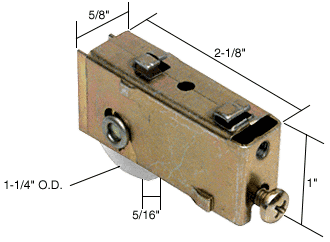 C.R. Laurence CRL Sliding Glass Door Roller with 1-1/4&quot; Nylon Wheel 5/8&quot; Wide Housing for Smith Carry Doors | D1535