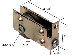 C.R. Laurence CRL Sliding Glass Door Roller with 1-1/8&quot; Steel Wheel 7/16&quot; Wide Housing for Viking Doors | D1540