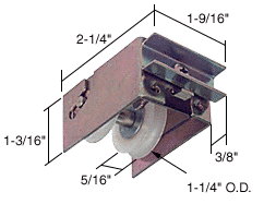 C.R. Laurence Sliding Glass Patio Door Roller for Guaranteed Products, 1-1/4&quot; Tandem Nylon Wheels, 1-9/16&quot; Wide Housing | D1547