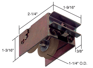 C.R. Laurence Sliding Glass Door Roller with 1-1/4&quot; Tandem Steel Wheels; 1-9/16&quot; Wide Housing for Guaranteed Products | D1548