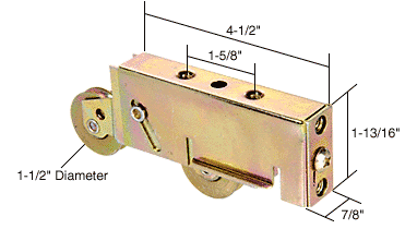C.R. Laurence CRL Sliding Glass Door Roller with 1-1/2&quot; Tandem Steel Wheels; 7/8&quot; Wide Housing for Armour Vue &amp; Disco &amp; Atlas Doors | D1549
