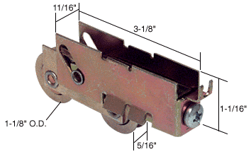 C.R. Laurence CRL Sliding Glass Door Roller with 1-1/8&quot; Tandem Steel Wheels; 11/16&quot; Wide Housing for Pacific Doors | D1551