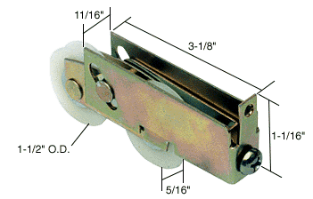 C.R. Laurence CRL Sliding Glass Door Roller with 1-1/2&quot; Tandem Nylon Wheels; 11/16&quot; Wide Housing for Fleetwood Doors | D1553
